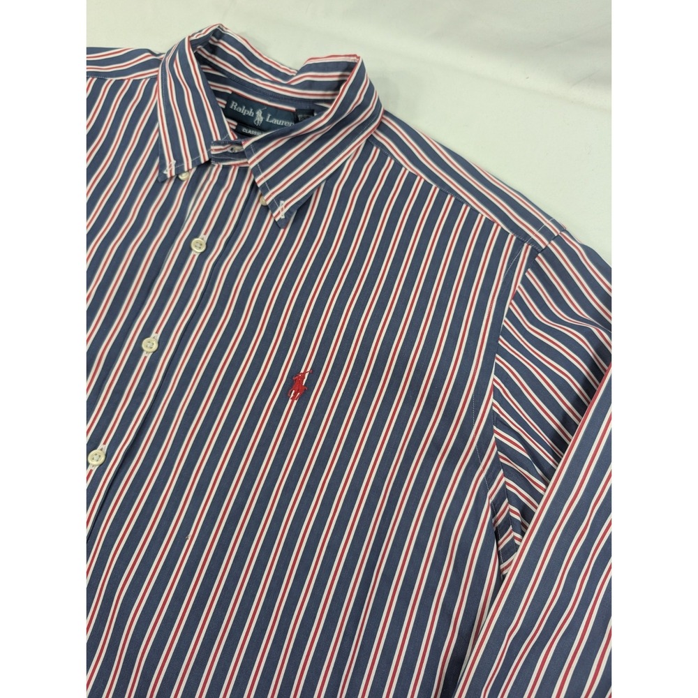 Ralph Lauren Button Down Long Sleeve Shirt Men's Size XXL Classic Fit Striped